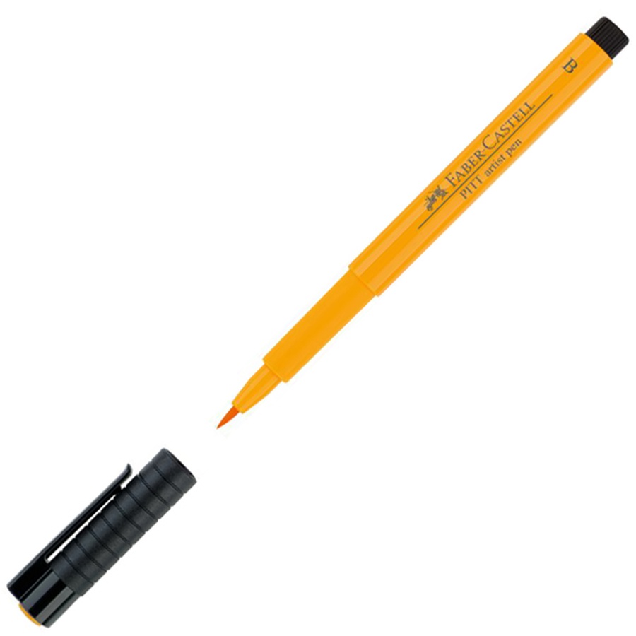 картинка Ручка-кисть капиллярная faber-castell pitt artist pen brush 109 тёмно-жёлтый хром