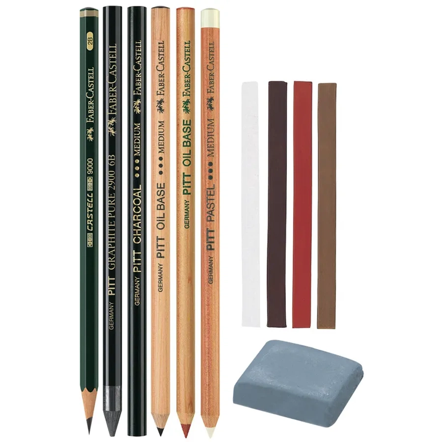 фотография Набор художественных изделий faber-castell "pitt monochrome", 12 предметов