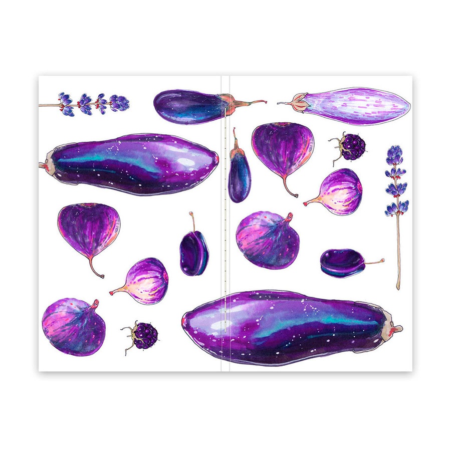 картинка Скетчбук maxgoodz pocket fox and owl a6, 32 листа, 100 г/м2, фиолетовый