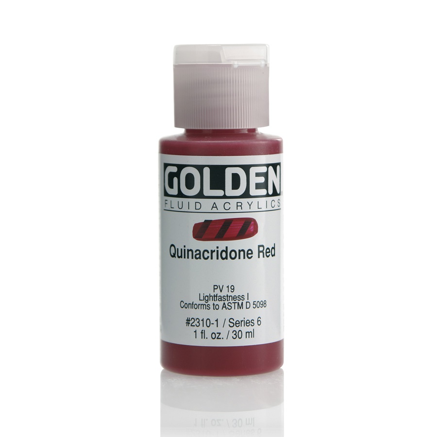 фотография Краска акриловая golden fluid, банка 30 мл, № 2310 красный квинакридон