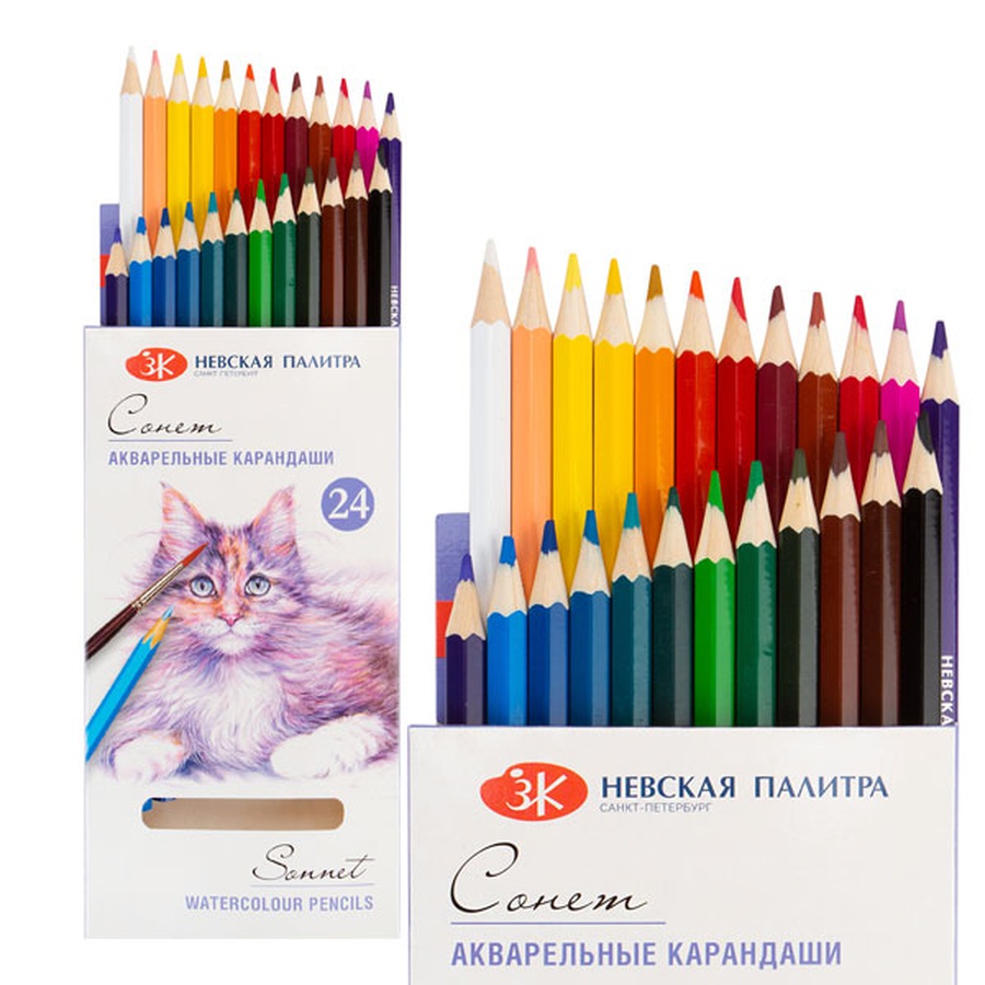 Набор акварельных карандашей Сонет 24 цвета (Артикул: 81411438) — купить за469р. в интернет-магазине Арт-Квартал