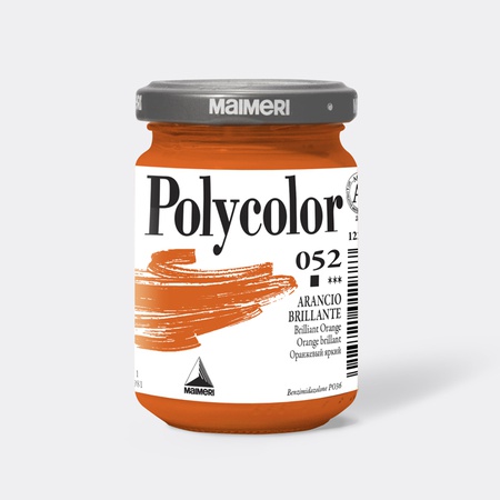 фотография Краска акриловая maimeri polycolor, банка 140 мл, оранжевый яркий