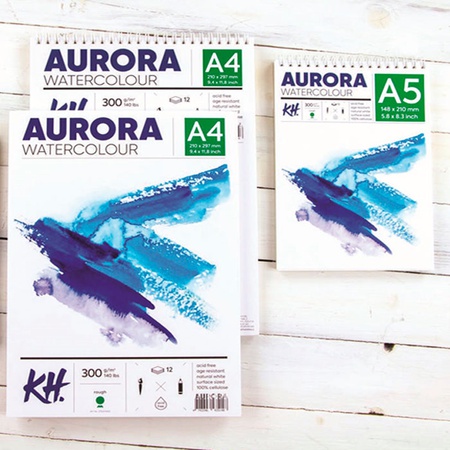 картинка Альбом-склейка для акварели aurora rough 300гр/м, целлюлоза 100%, а3, 12л