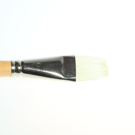 картинка Кисть плоская щетина для масла сонет № 14 ширина 30 мм на длинной ручке покрытая лаком