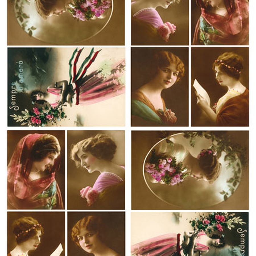 картинка Calambour бумага для декупажа dge 03, 35*50 см, фото девушки с цветами