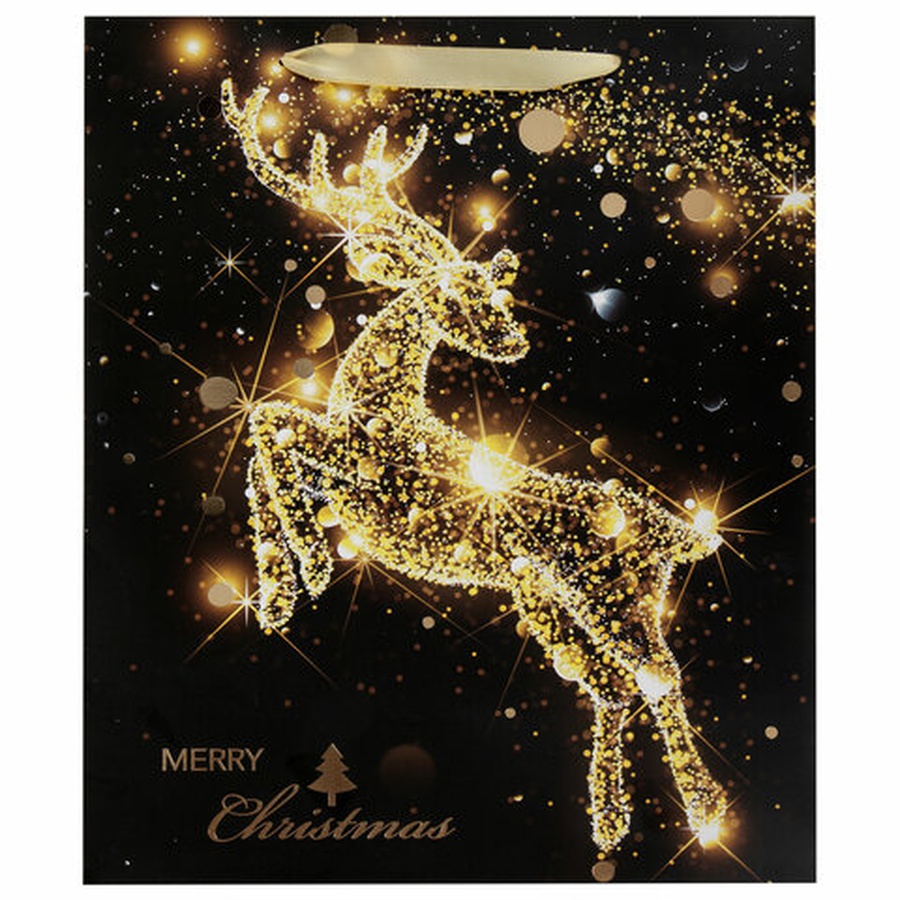 фото Пакет подарочный новогодний 26,5x12,7x33 "midnight deer"