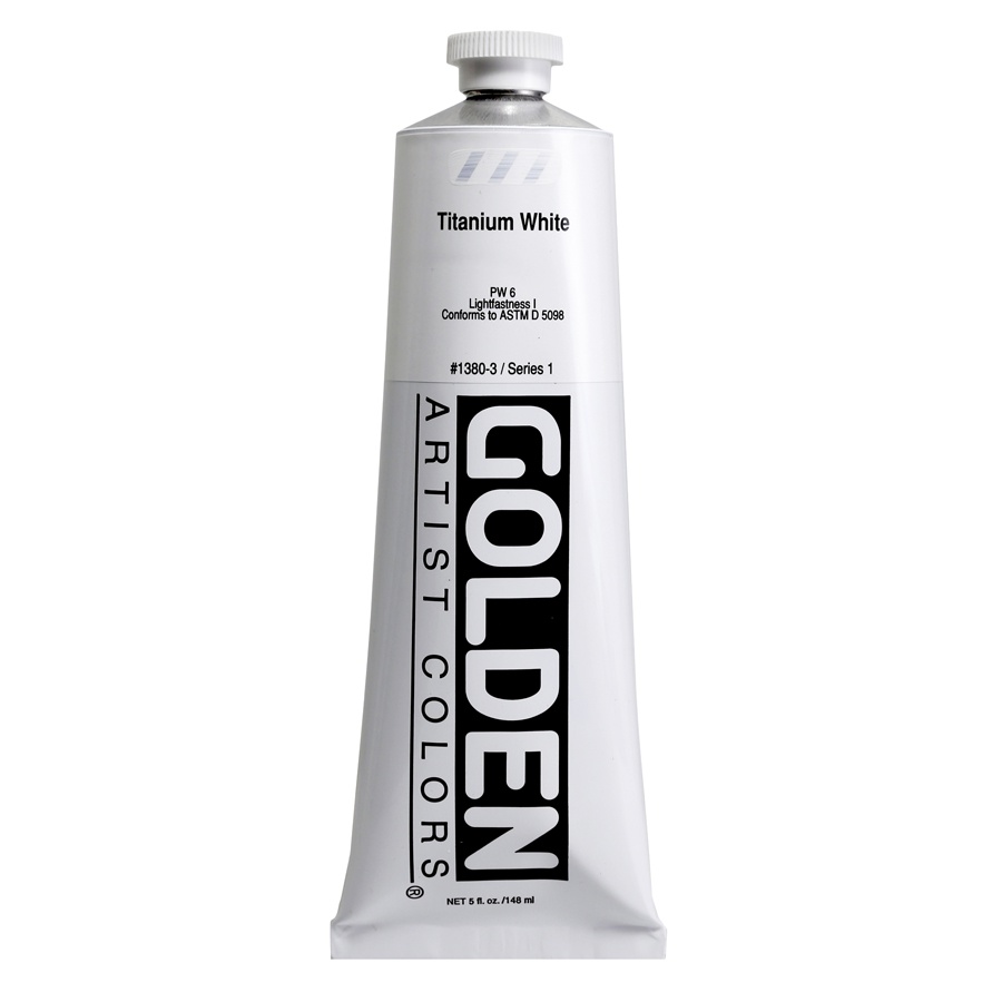 картинка Краска акриловая golden heavy body, туба 148 мл, № 1380 белила титановые
