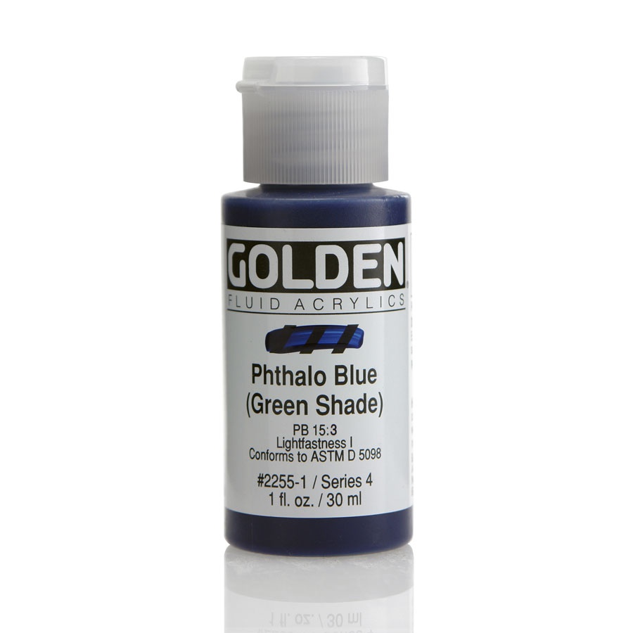 изображение Краска акриловая golden fluid, банка 30 мл, № 2255 голубой фц