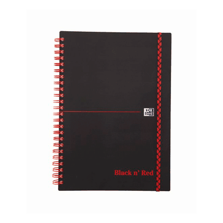 изображение Блокнот oxford black ’n’ red a5 70л клетка двойная спираль пластиковая обложка