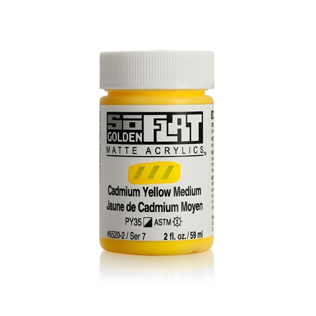 изображение Краска акриловая матовая golden soflat №6520 кадмий желтый средний, 59мл
