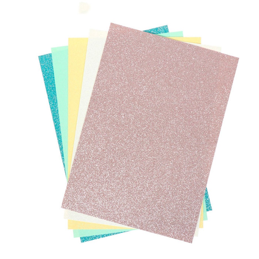 изображение Картон дизайнерский набор, 210 х 297 мм, sadipal glitter (с блестками) pastel, 330 г/м², 5 листов, 5 цветов