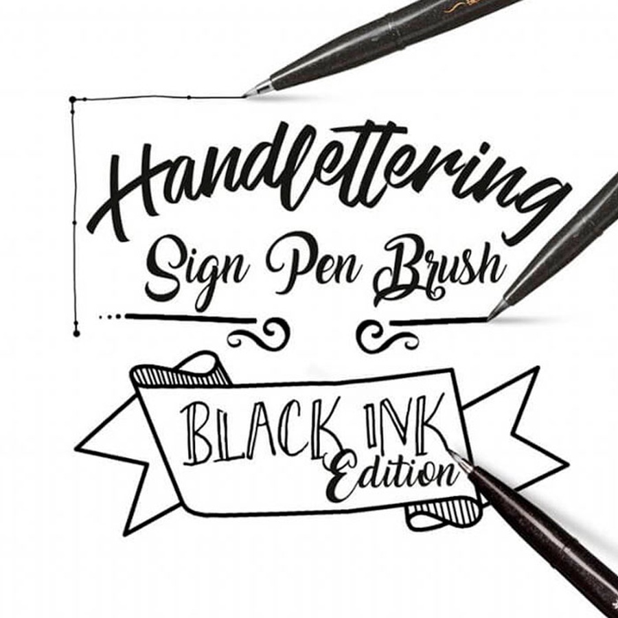 фотография Фломастер-кисть brush sign pen pigment medium, черный цвет