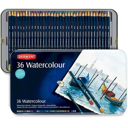 Набор акварельных карандашей 36 цветов в металлической коробке Derwent WaterColour