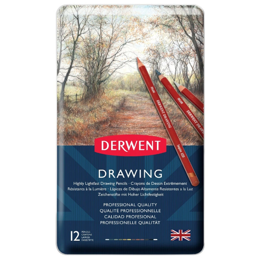 изображение Набор цветных карандашей derwent drawing 12 штук в метале