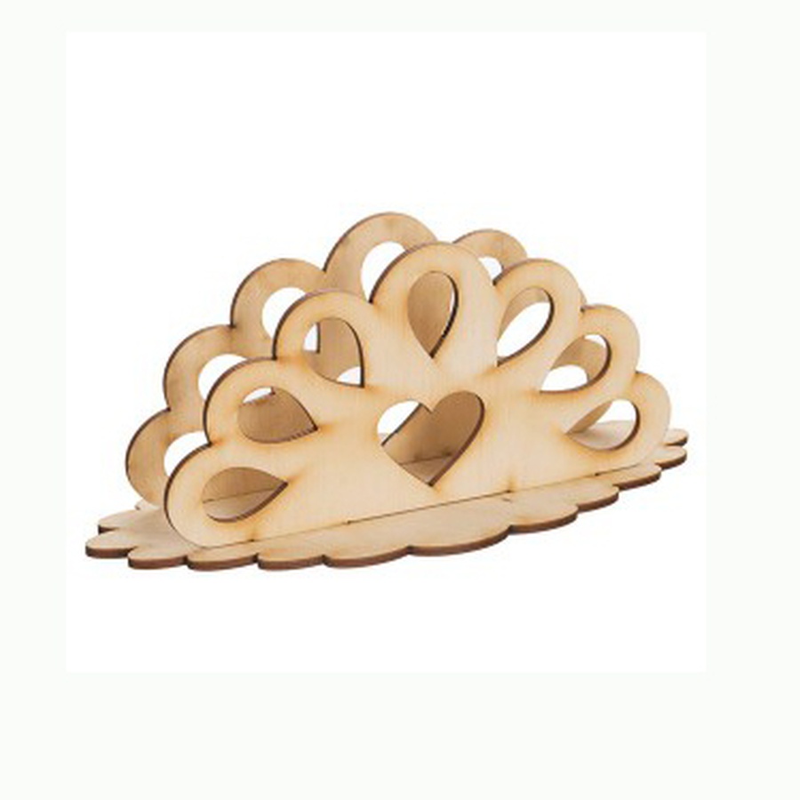 изображение Деревянная заготовка из березы для салфетницы с узором сердечки