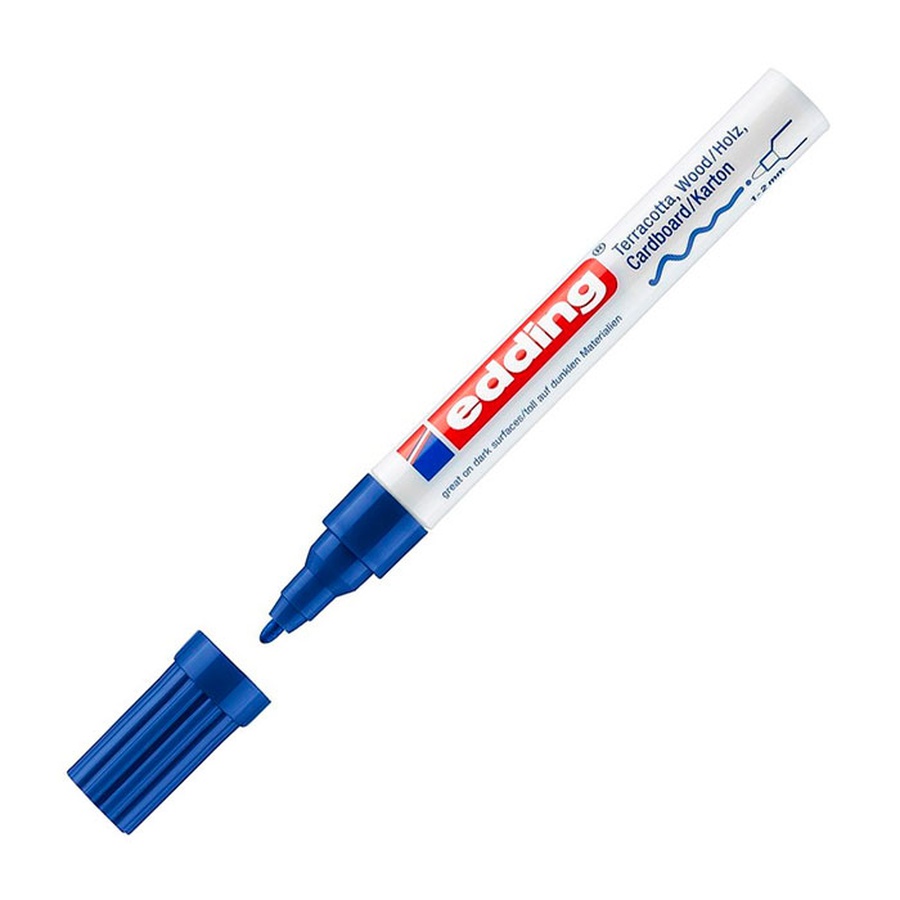 фотография Декоративный лаковый маркер edding, синий, 1-2мм