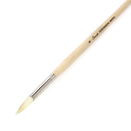 Кисть щетина для масла Сонет № 6, диаметр 8 мм круглая на длинной ручке покрытая лаком
