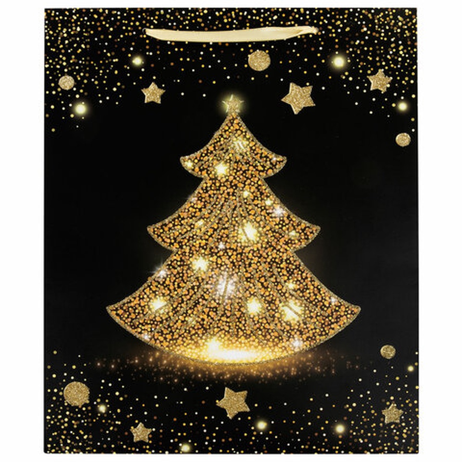 картинка Пакет подарочный новогодний 26,5x12,7x33 "midnight christmas tree"