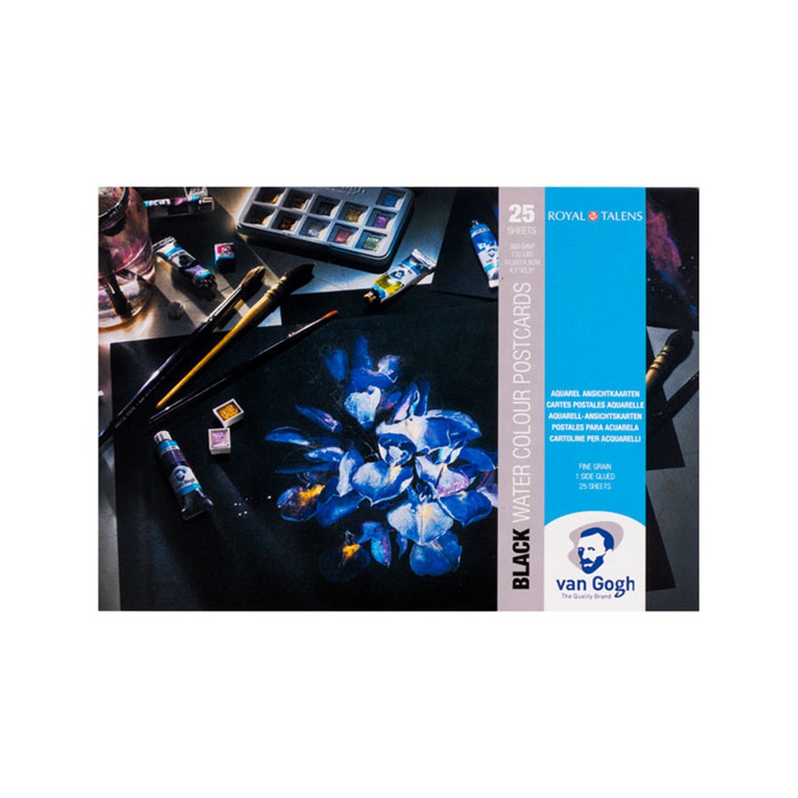 изображение Альбом для акварели van gogh postcard 10.5*15см черные листы склейка по 1 стороне