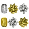 картинка Набор для декора и подарков 4 банта, 2 ленты, матовый металл, цвета: золотистый, серебристый