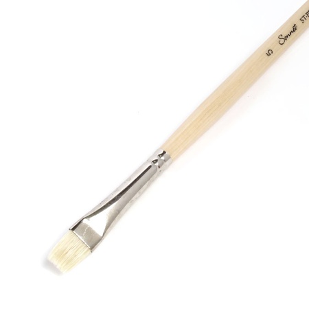 изображение Кисть щетина для масла сонет № 5, ширина 11 мм плоская на длинной ручке покрытая лаком