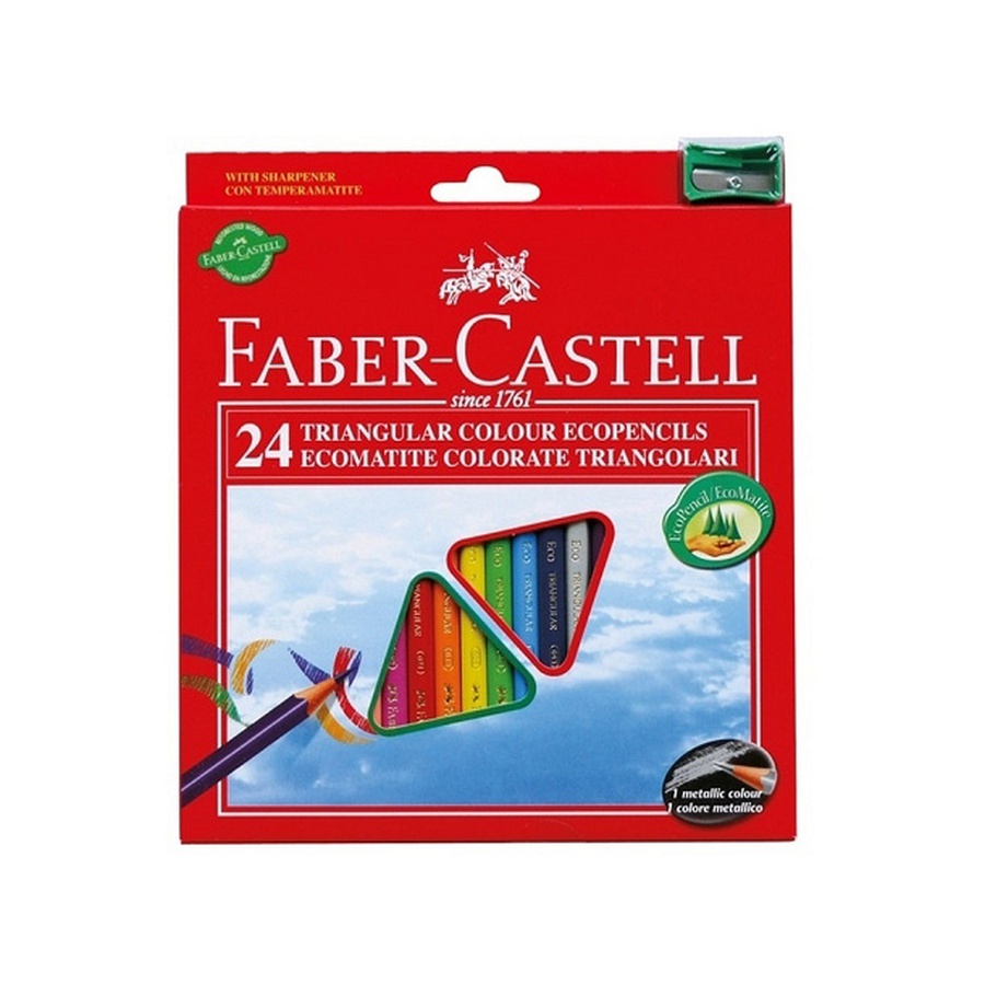 изображение Faber-castell цветные карандаши eco с точилкой, набор цветов, в картонной коробке, 24 шт