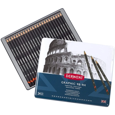 Набор традиционных чернографитных карандашей для профессионалов английской фирмы Derwent. Идеальны для четких, детальных прорисовок, тонирования и ил…