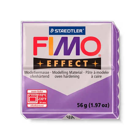 фото Глина полимерная fimo effect 56 г, полупрозрачный фиолетовый 604