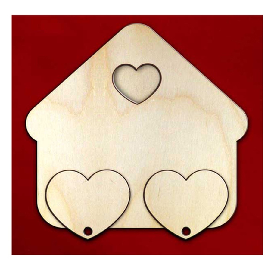 фотография Ключница для декорирования деревянная сердца, 120х110 мм