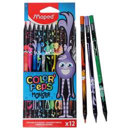 фото Карандаши цветные 12 цветов maped color peps black monster пластиковые