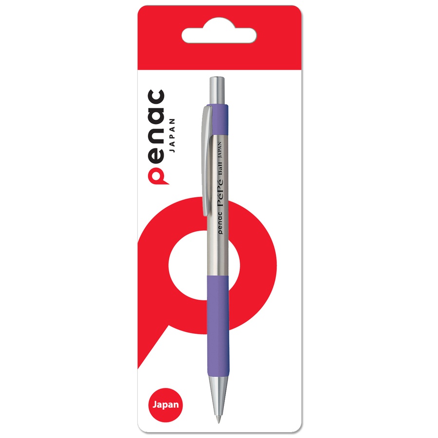 фото Ручка шариковая автоматическая penac pepe 0,7 мм синяя, корпус металл/фиолетовый
