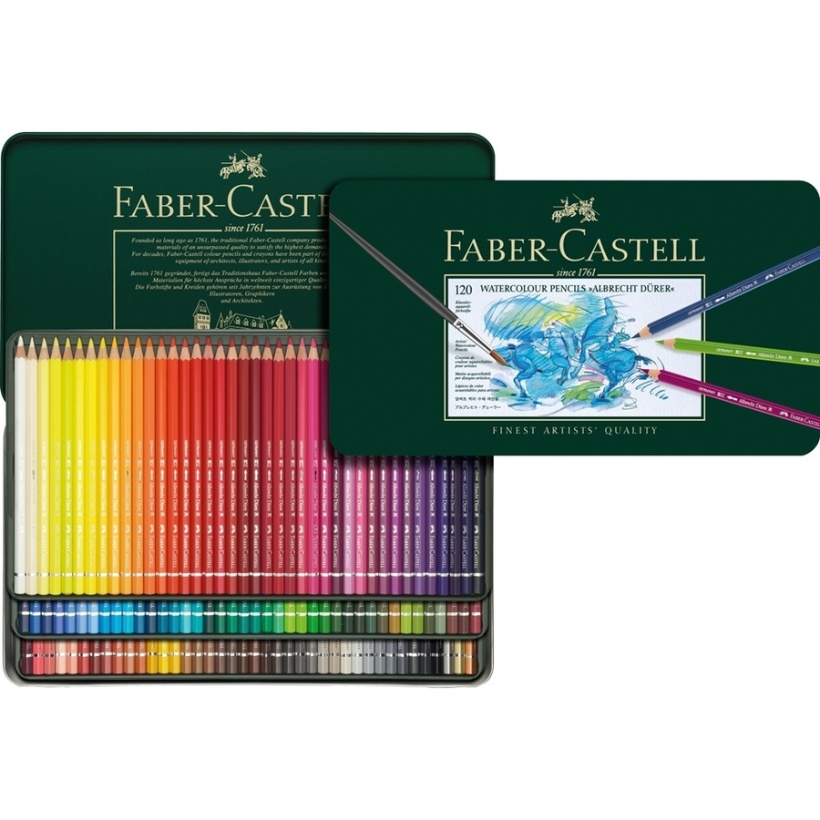 фотография Карандаши акварельные albrecht durer faber-castell 120 цветов, металлическая упаковка