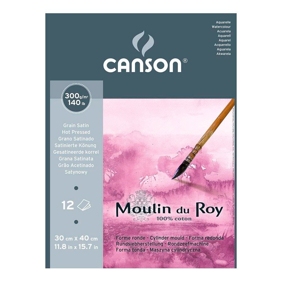 фото Альбом для акварели canson moulin du roy 300 г/м2, 30х40 см 12 листов сатин, хлопок 100%