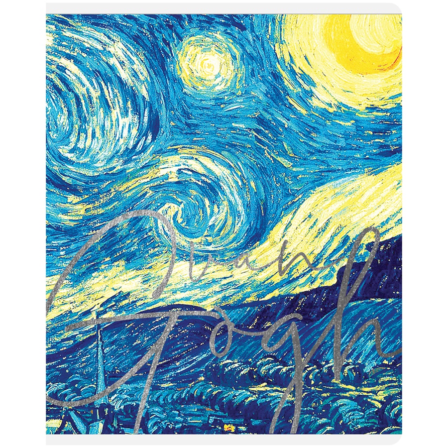 изображение Тетрадь 48 листов, а5, клетка greenwich line "van gogh", фактурное тиснение, тиснение фольгой, 70г/м2