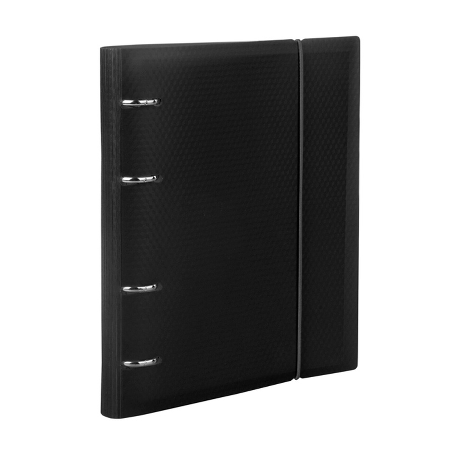 изображение Тетрадь на кольцах а5, 120 л, пластик, с резинкой, brauberg, черный