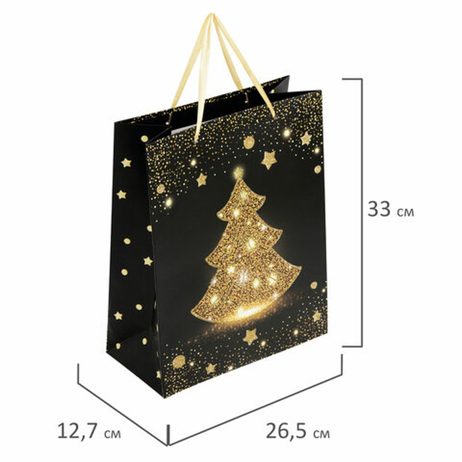 картинка Пакет подарочный новогодний 26,5x12,7x33 "midnight christmas tree"