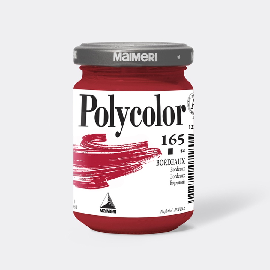 картинка Краска акриловая maimeri polycolor, банка 140 мл, бордовый