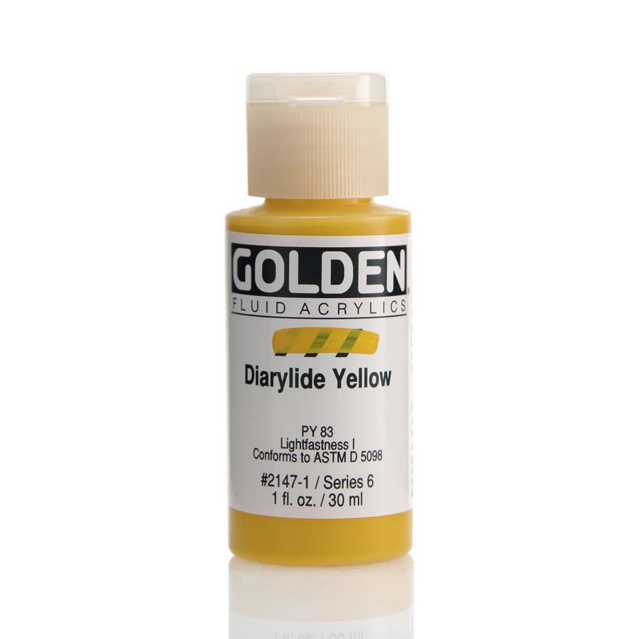 фото Краска акриловая golden fluid, банка 30 мл, № 2147 диарилид жёлтый