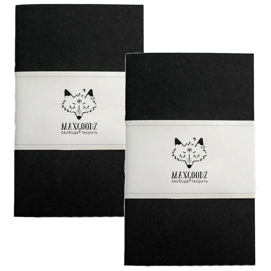 фотография Скетчбук для графики maxgoodz classic black, a5, 32 листа, 135 г/м2, чёрные листы, переплёт на нитке