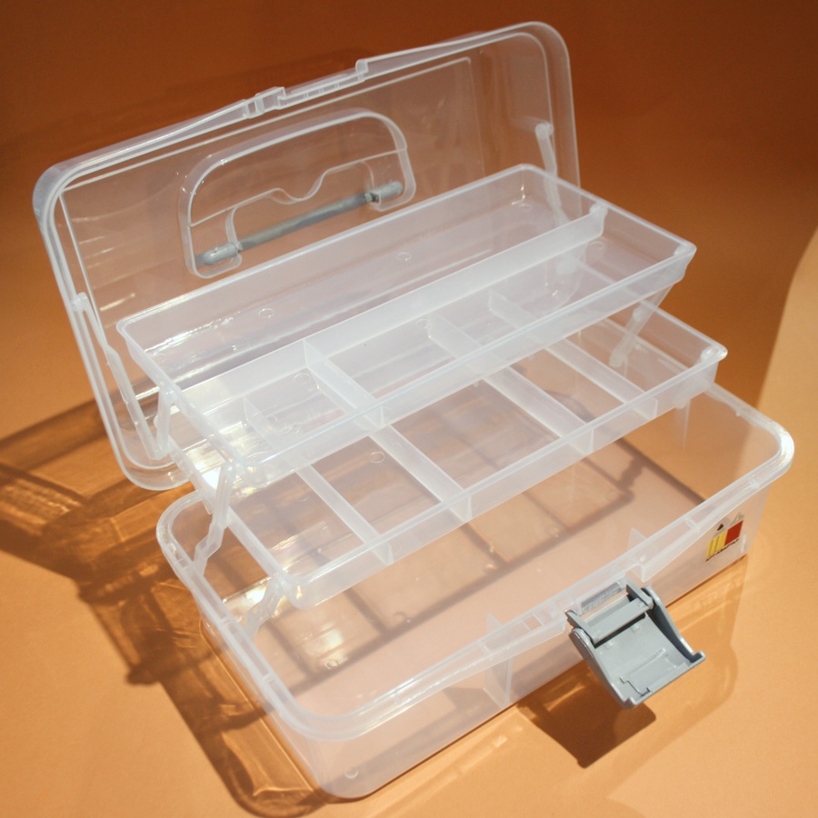 картинка Ящик для кистей и красок пластиковый арт-квартал с двумя выдвигающимися ярусами