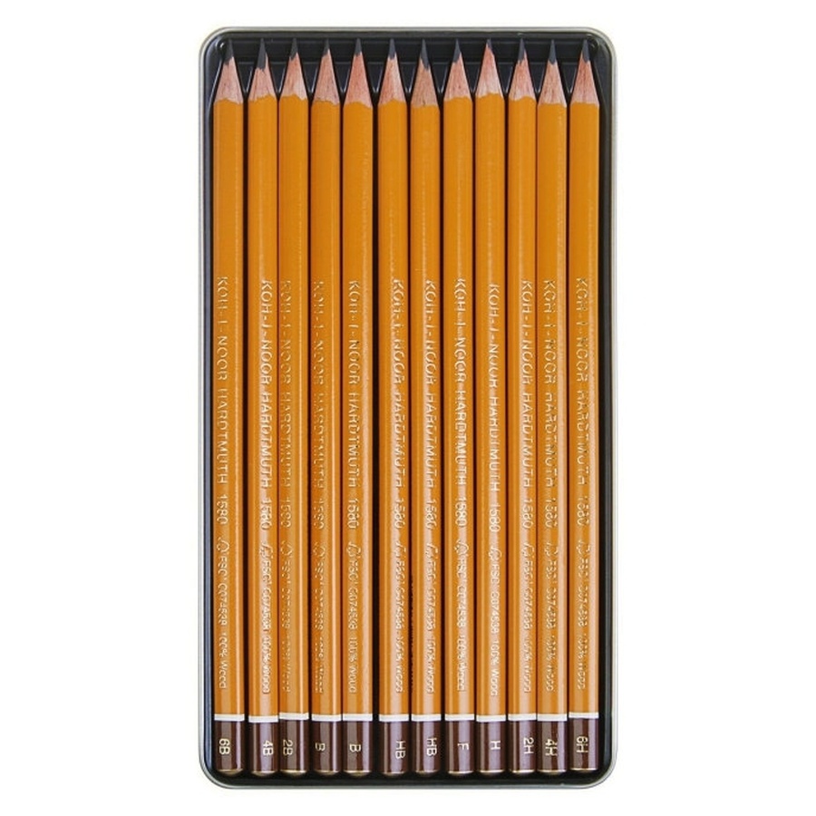 фотография Набор профессиональных чернографитных карандашей koh-i-noor трехгранных, твердость 6в-6н, 12 шт