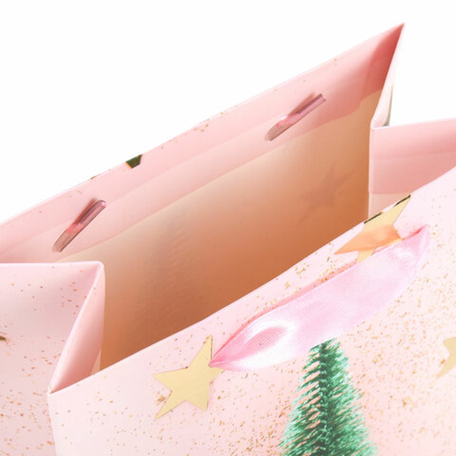 изображение Пакет подарочный новогодний 17,8x9,8x22,9  "pink ivory" розовый
