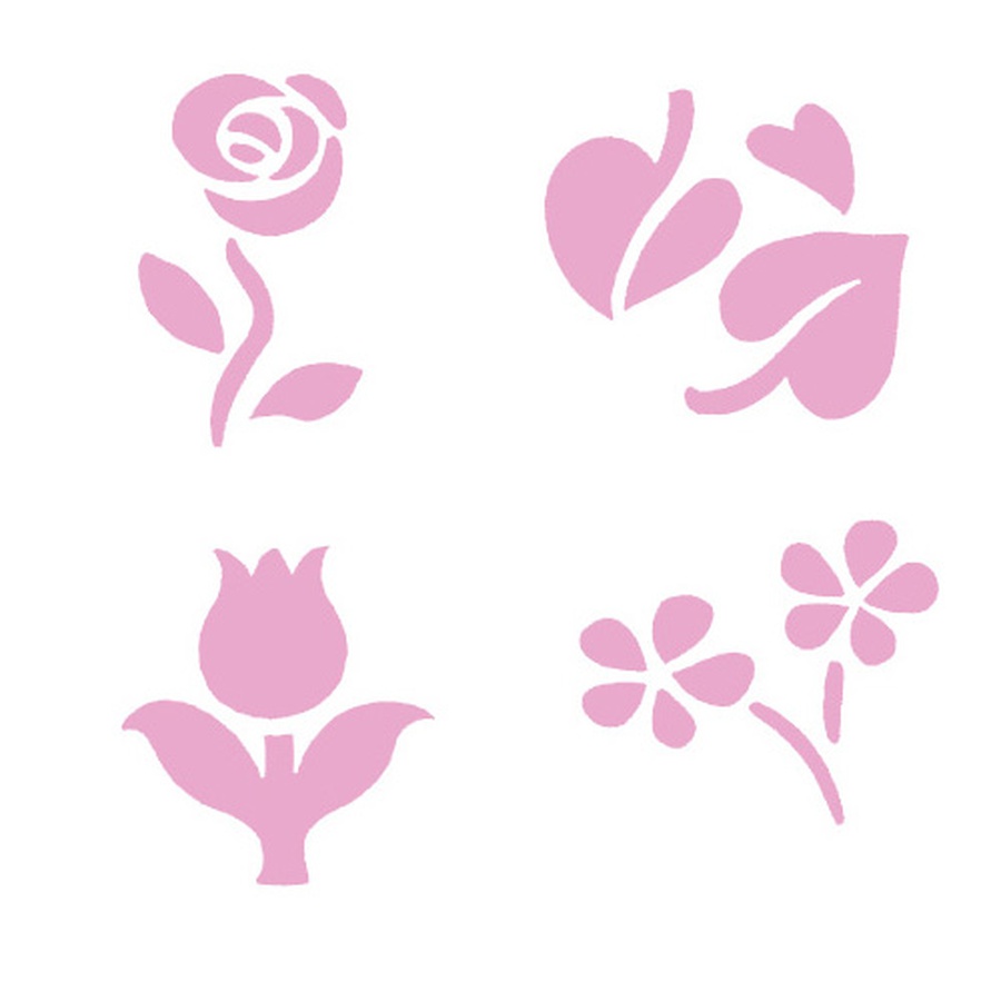 картинка Набор мини-штампов для скрапбукинга marabu "цветы", 4 шт