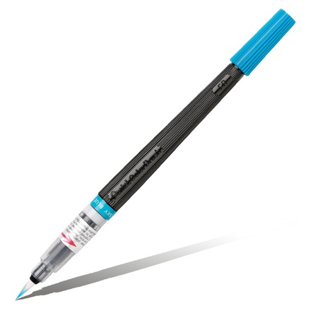 фото Ручка кисть с краской pentel colour brush голубая