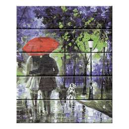 картинка Набор для раскрашивания по номерам (по дереву) 40х50 см "под красным зонтом"