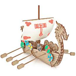 картинка Конструктор из дерева корабль викингов "драккар"
