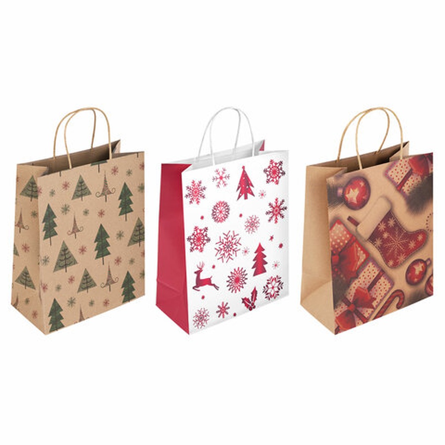 фото Пакет подарочный новогодний 26x13x32см, "kraft winter set", ассорти