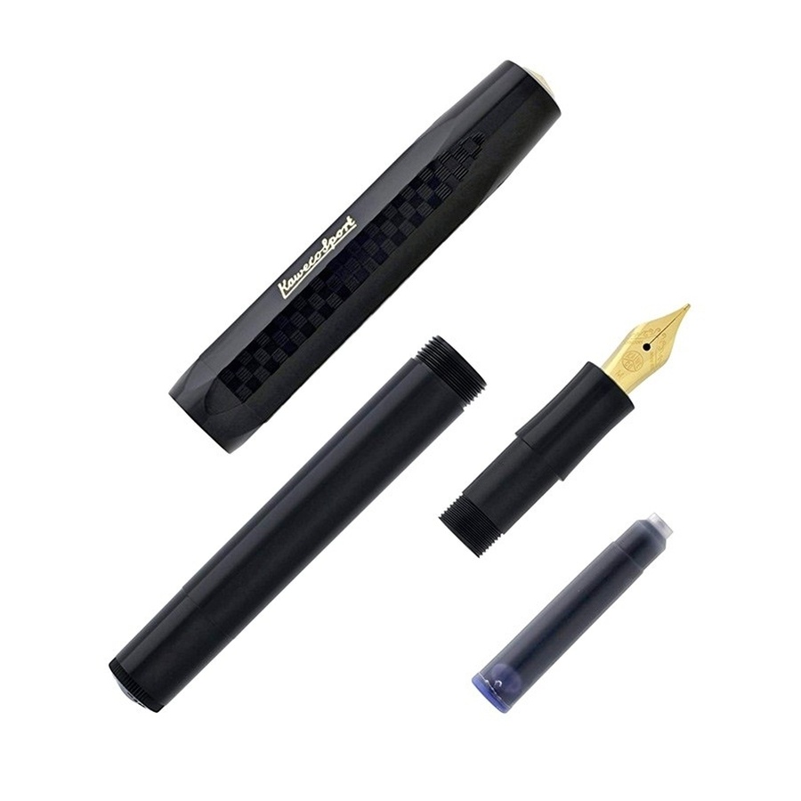 фотография Ручка перьевая kaweco classic sport chess f 0.7мм, черный корпус с шахматным узором
