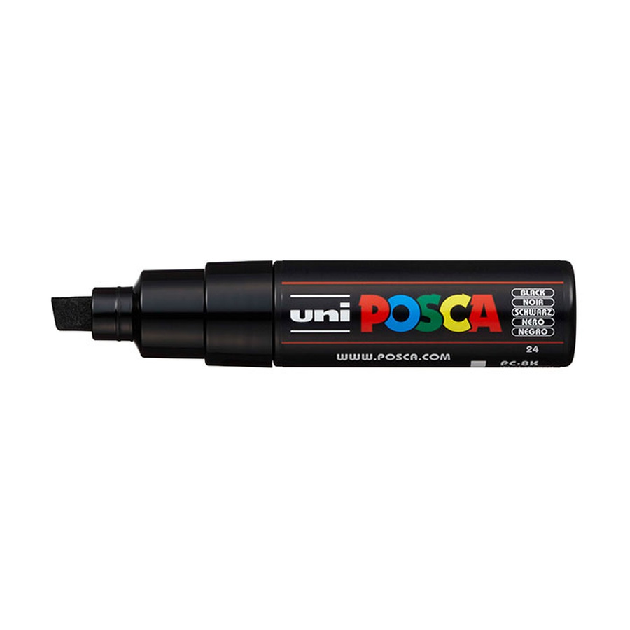 фотография Маркер posca pc-8k, чёрный, до 8.0 мм, скошенный наконечник