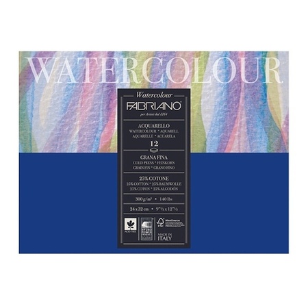 картинка Альбом склейка для акварели fabriano watercolour studio 300 г/м2, 24x32 см, фин, 12 листов